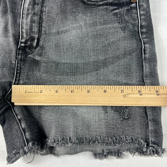 Judy Blue Jean Shorts Women 28* Mid Rise Black Cut Off Stretch Denim Jorts Tag M - Picture 13 of 15